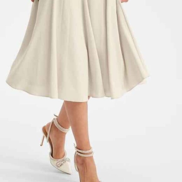 Express V-Neck Cream Midi with Cutout Back - Picture 3 of 6